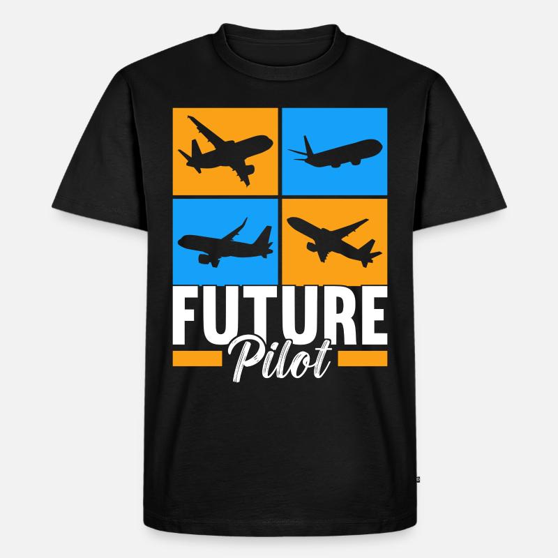 Pilot Flugzeug - Männer Premium Bio T-Shirt - Schwarz