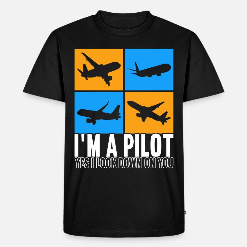 Pilot Flugzeug - Männer Premium Bio T-Shirt - Schwarz