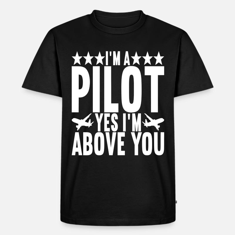 Pilot Flugzeug - Männer Premium Bio T-Shirt - Schwarz