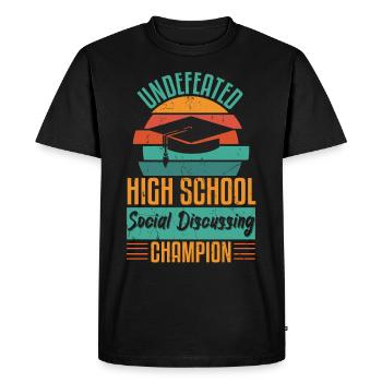 Undefeated Social Discussing Champion - Men's Premium Organic T-Shirt - black - Front - Nico (187cm)
