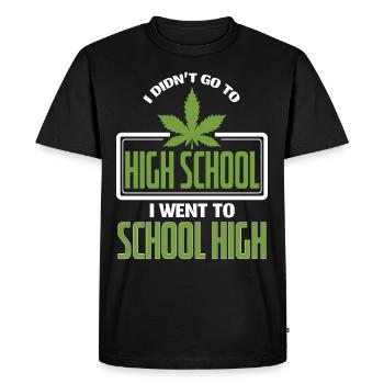 I Went To School High Weed Pun - Men's Premium Organic T-Shirt - black - Front - Nico (187cm)