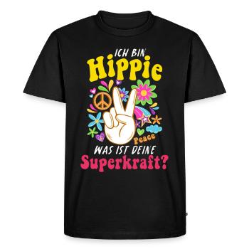 Hippie Tshirt Peace Movement Woodstock Boho Groove - Men's Premium Organic T-Shirt - black - Front - Nico (187cm)