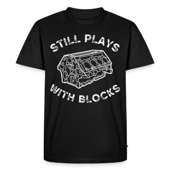 joue toujours avec des blocs de chemise, des chemises d’établi, - T-shirt Premium bio Homme - noir - Devant - Nico (187cm)