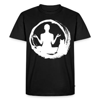 Yoga Chat Méditation Chats - T-shirt Premium bio Homme - noir - Devant - Nico (187cm)