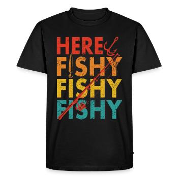 Papa de grand-père pêcheur - T-shirt Premium bio Homme - noir - Devant - Nico (187cm)