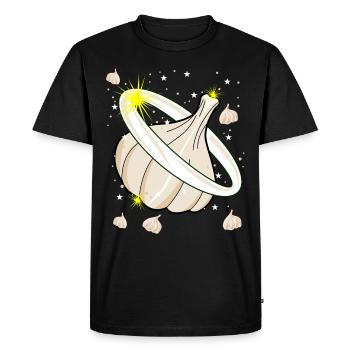 Garlic Garlic Cloves Planet Knobi - Men's Premium Organic T-Shirt - black - Front - Nico (187cm)