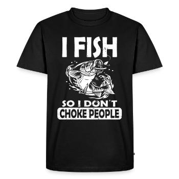 Funny Fishing Design Fisherman - Men's Premium Organic T-Shirt - black - Front - Nico (187cm)