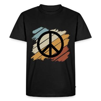 Hippie Peace Groovy Flowerpower Boho Woodstock - Men's Premium Organic T-Shirt - black - Front - Nico (187cm)