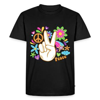 Hippie - T-shirt Premium bio Homme - noir - Devant - Nico (187cm)