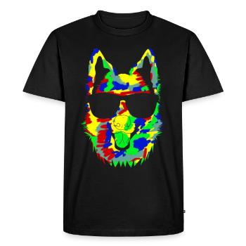 White Shepherd Dog with Sunglasses - Men's Premium Organic T-Shirt - black - Front - Nico (187cm)