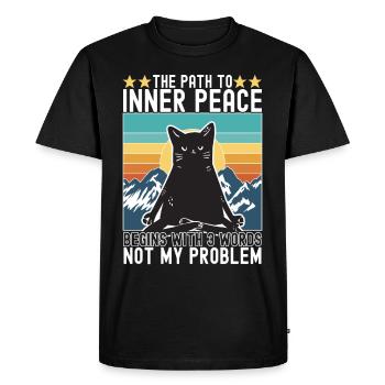 Yoga Meditation Cat - Men's Premium Organic T-Shirt - black - Front - Nico (187cm)