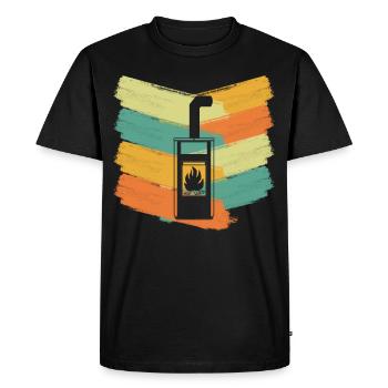 Poêle à bois cheminée rétro poêle - T-shirt Premium bio Homme - noir - Devant - Nico (187cm)