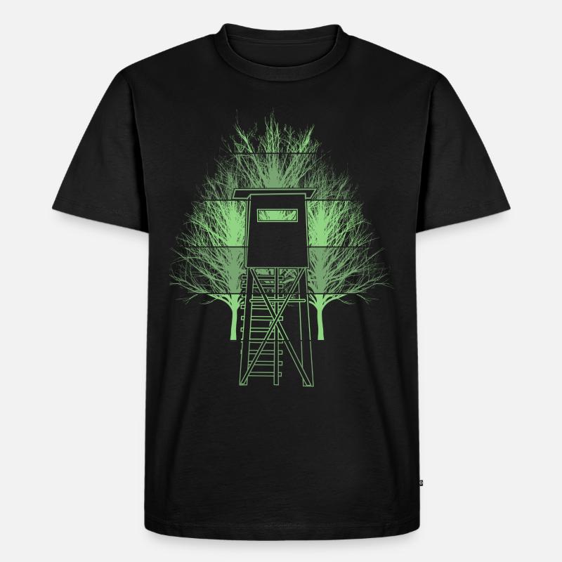 Jägerin Jagd Hochsitz Jäger - Männer Premium Bio T-Shirt - Schwarz