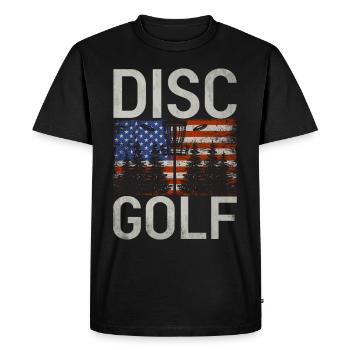 Funny Disc Golf & Ultimate Frisbee Player - Men's Premium Organic T-Shirt - black - Front - Nico (187cm)