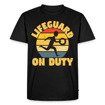 Lifeguard On Duty Distressed - Men's Premium Organic T-Shirt - black - Front - Nico (187cm)