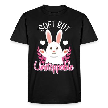 Soft But Unstoppable - Men's Premium Organic T-Shirt - black - Front - Nico (187cm)