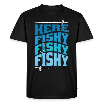 Here Fishy Fishy Design - Men's Premium Organic T-Shirt - black - Front - Nico (187cm)
