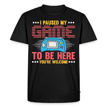 Level 40 Unlocked - Men's Premium Organic T-Shirt - black - Front - Nico (187cm)
