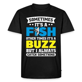 Here Fishy Fishy Design - Men's Premium Organic T-Shirt - black - Front - Nico (187cm)