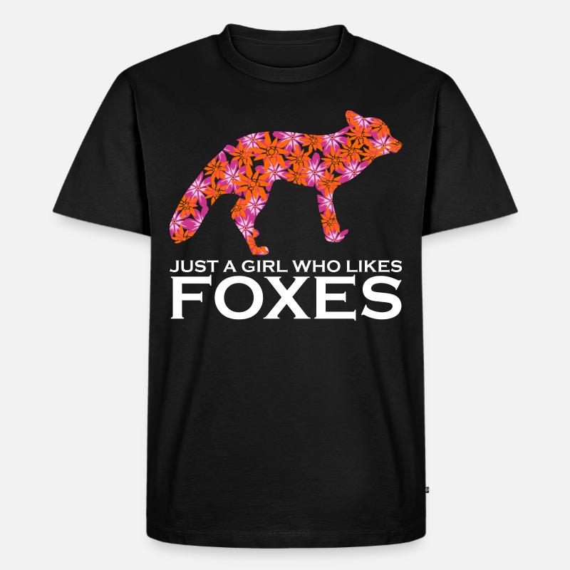 Fuchs mit Blumen - Männer Premium Bio T-Shirt - Schwarz