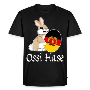 Lapin Ossi avec œuf de Pâques d’Allemagne de l’Est - T-shirt Premium bio Homme - noir - Devant - Nico (187cm)