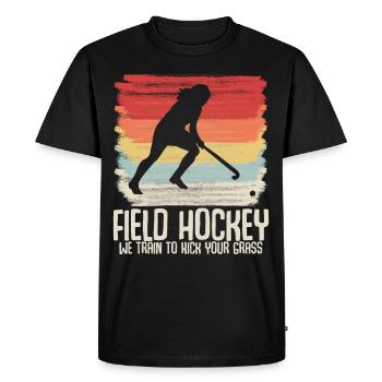 Field Hockey Kick Grass Hockey Player - Men's Premium Organic T-Shirt - black - Front - Nico (187cm)