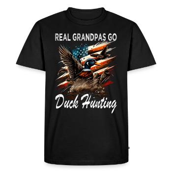 Les vrais diplômés partent à la chasse au canard - T-shirt Premium bio Homme - noir - Devant - Nico (187cm)