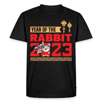 Année du Lapin 2023 - T-shirt Premium bio Homme - noir - Devant - Nico (187cm)