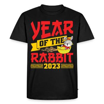 Année du Lapin 2023 - T-shirt Premium bio Homme - noir - Devant - Nico (187cm)