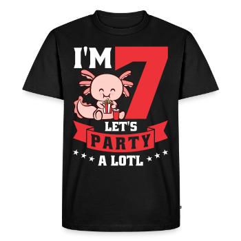 J’ai 7 ans, célébrons beaucoup - T-shirt Premium bio Homme - noir - Devant - Nico (187cm)
