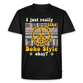 Hippie Peace Groovy Flowerpower Boho Woodstock - Men's Premium Organic T-Shirt - black - Front - Nico (187cm)