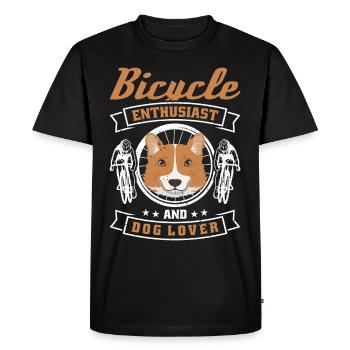 Passionné de vélo et amoureux des chiens - T-shirt Premium bio Homme - noir - Devant - Nico (187cm)