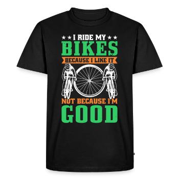 Je fais du vélo parce que je ne le fais pas - T-shirt Premium bio Homme - noir - Devant - Nico (187cm)