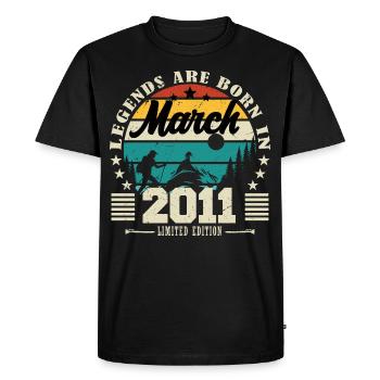 Mars 2011. Cadeau d'anniversaire mars 2011. - T-shirt Premium bio Homme - noir - Devant - Nico (187cm)
