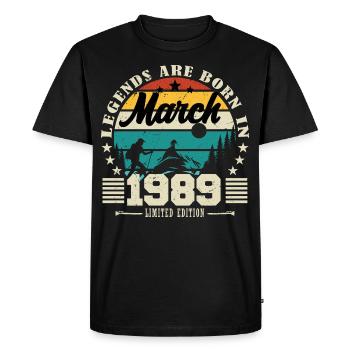 Mars 1989. Cadeau d'anniversaire mars 1989. - T-shirt Premium bio Homme - noir - Devant - Nico (187cm)