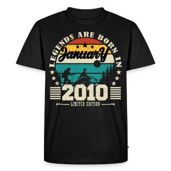 Janvier 2010. Cadeau d'anniversaire janvier 2010. - T-shirt Premium bio Homme - noir - Devant - Nico (187cm)