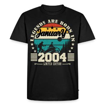 Janvier 2004. Cadeau d'anniversaire janvier 2004. - T-shirt Premium bio Homme - noir - Devant - Nico (187cm)