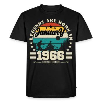 Janvier 1966. Cadeau d'anniversaire janvier 1966. - T-shirt Premium bio Homme - noir - Devant - Nico (187cm)