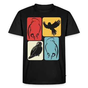 Budgerigar Retro Budgerigars - Men's Premium Organic T-Shirt - black - Front - Nico (187cm)