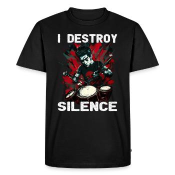 I Destroy Silence - batterie - batteur - T-shirt Premium bio Homme - noir - Devant - Nico (187cm)