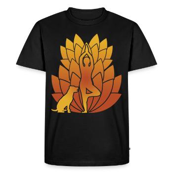 Chien de Yoga Fleur de Lotus - T-shirt Premium bio Homme - noir - Devant - Nico (187cm)