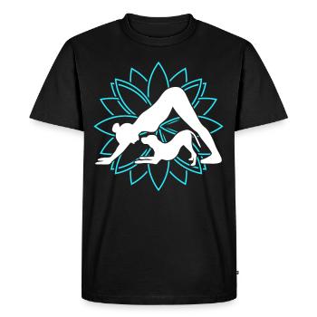 Yoga Chien Méditation Chien Fleur de Lotus - T-shirt Premium bio Homme - noir - Devant - Nico (187cm)