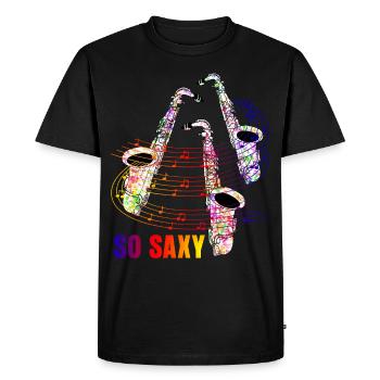 Saxophoniste Jazz Saxophones Saxy - T-shirt Premium bio Homme - noir - Devant - Nico (187cm)