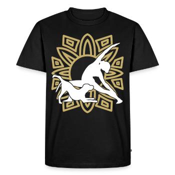 Chien Yoga Chien Méditation Yoga Exercice - T-shirt Premium bio Homme - noir - Devant - Nico (187cm)