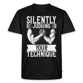 Bras de fer Bras de fer - T-shirt Premium bio Homme - noir - Devant - Nico (187cm)
