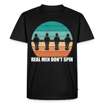 Real Men Don't Spin - Men's Premium Organic T-Shirt - black - Front - Nico (187cm)