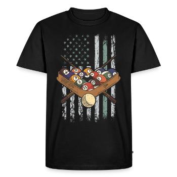 Billiard Retro USA Flag Billiard Ball 4 juillet - T-shirt Premium bio Homme - noir - Devant - Nico (187cm)