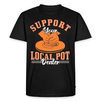 Support your Local Potdealer - Men's Premium Organic T-Shirt - black - Front - Nico (187cm)