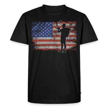 Observation des oiseaux Retro USA Flag 4 juillet - T-shirt Premium bio Homme - noir - Devant - Nico (187cm)