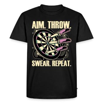 Aim Throw Swear Repeat - Men's Premium Organic T-Shirt - black - Front - Nico (187cm)